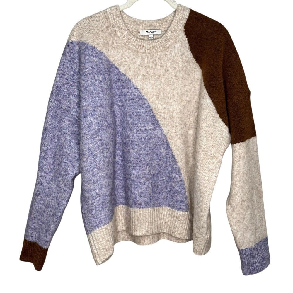 Madewell Cedarbrook Sweater Large Multicolor Geometric Colorblock Knit Pullover